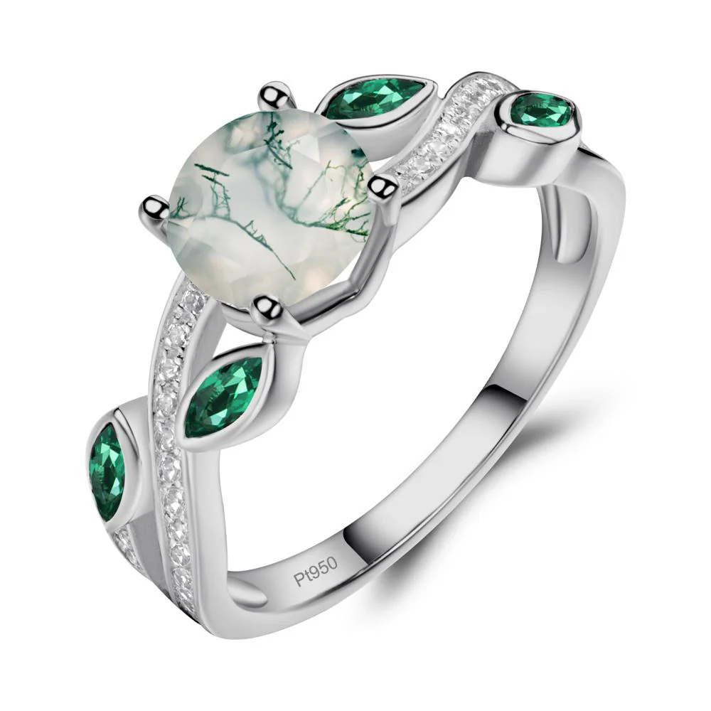 Moss Agate Twisted Leaf Engagement Ring - Image 6