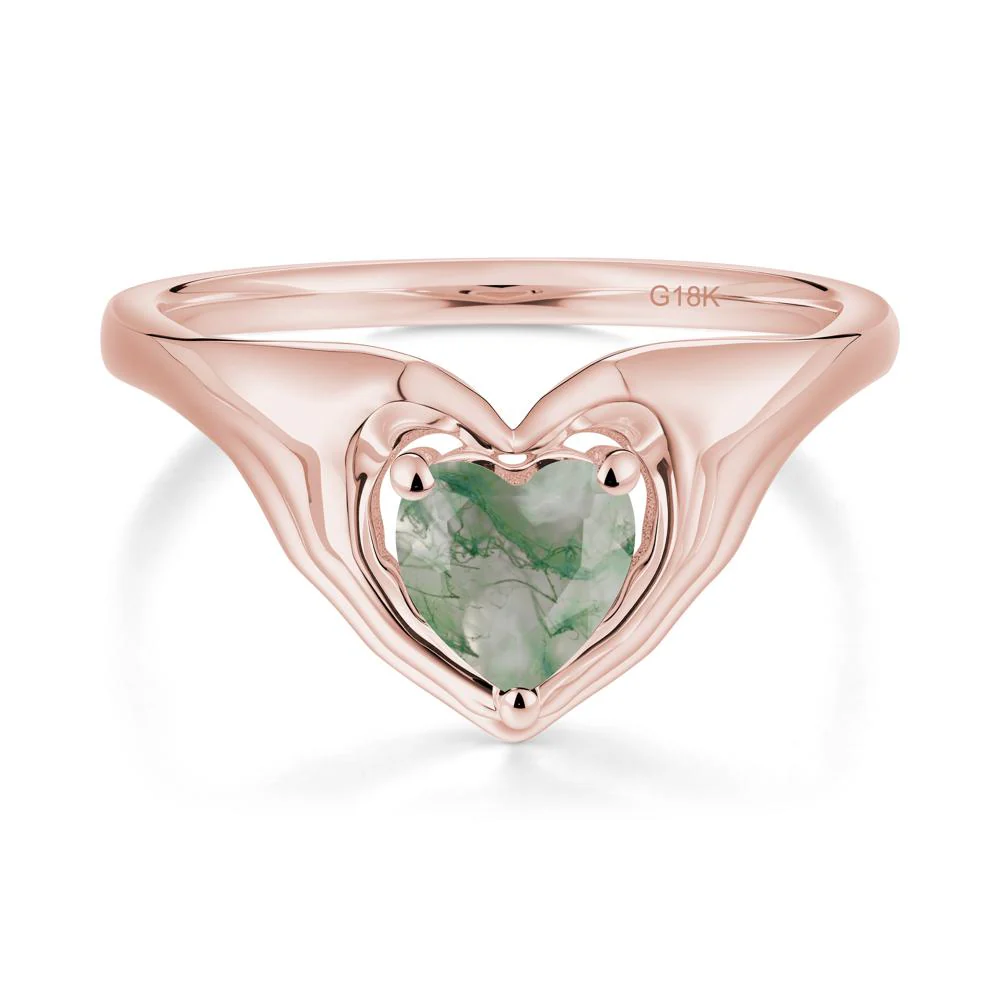 Moss Agate Claddagh Promise Ring - Image 3