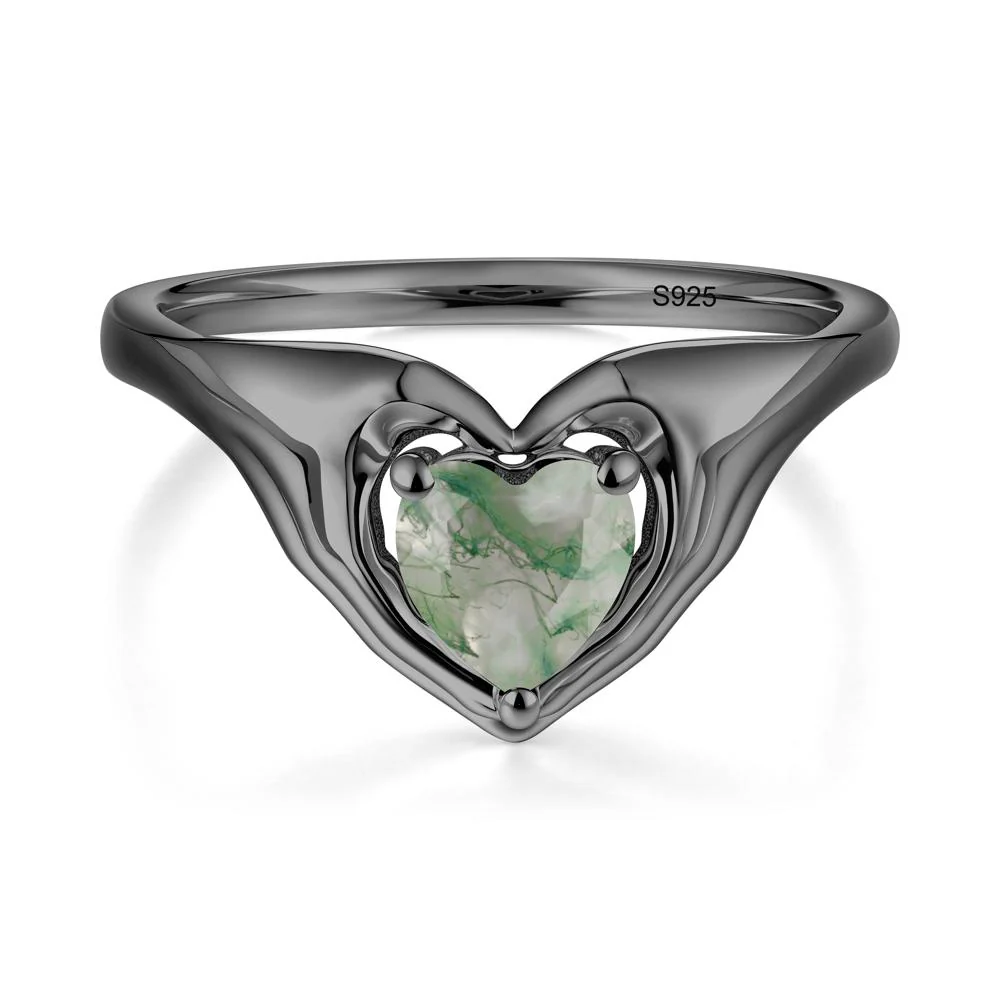 Moss Agate Claddagh Promise Ring - Image 9