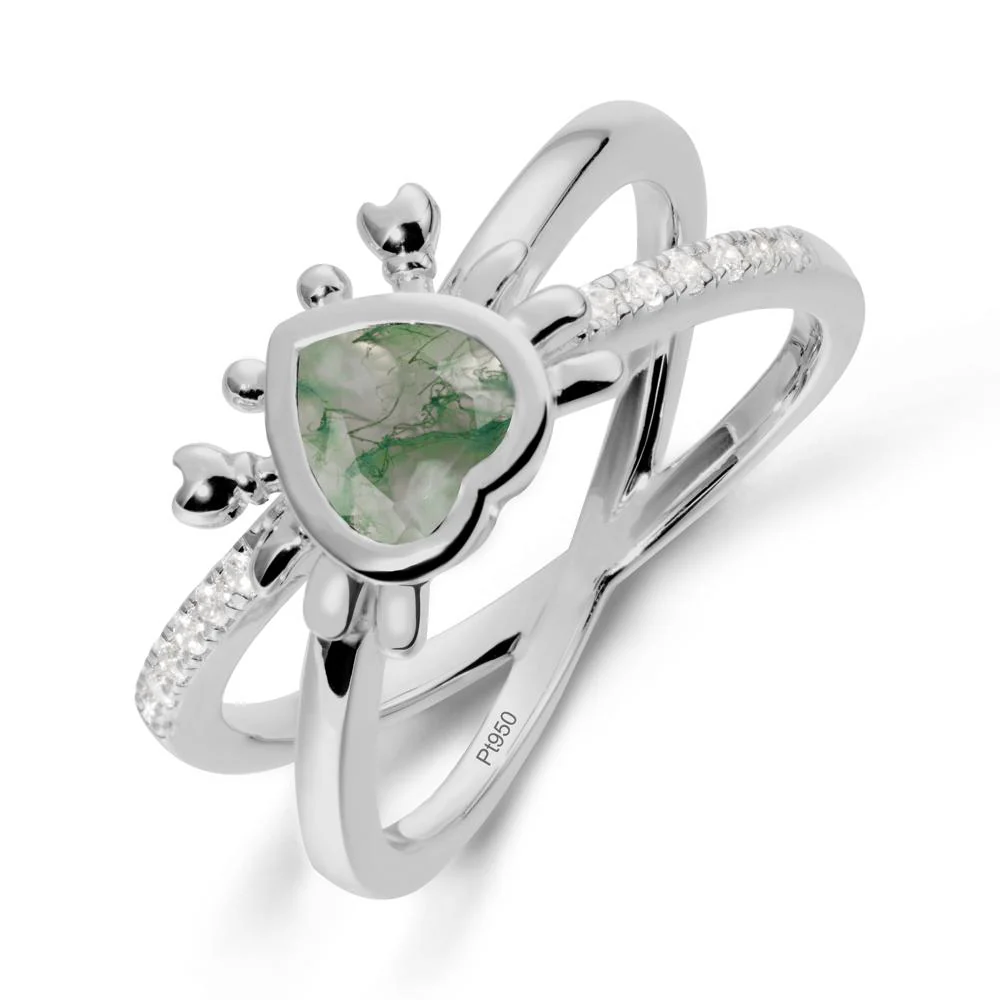 Moss Agate Criss Cross Double Band Crab Ring - Image 8
