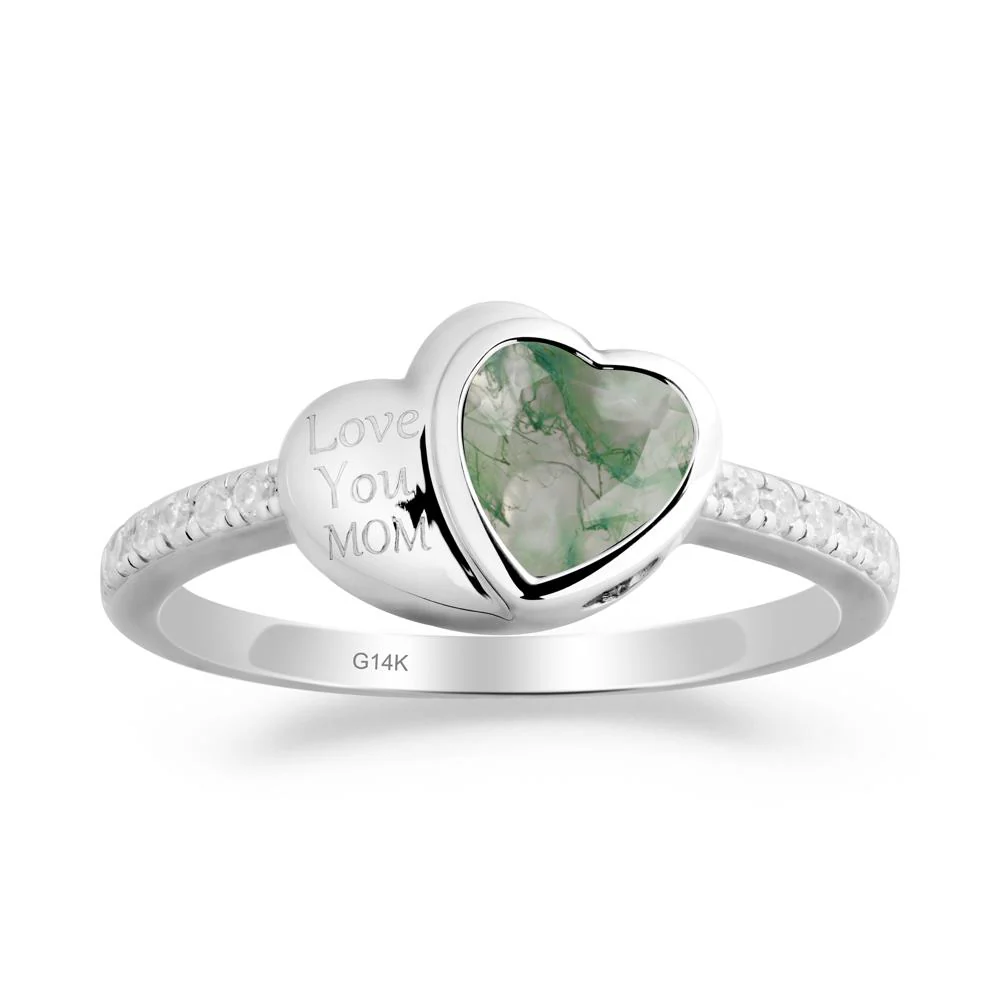 Moss Agate Double Heart Ring - Image 6