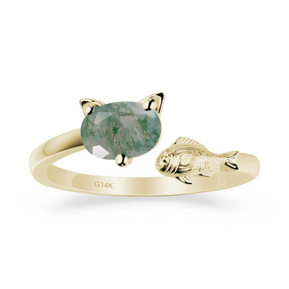 Moss Agate Fish and Cat Ring - Image 3