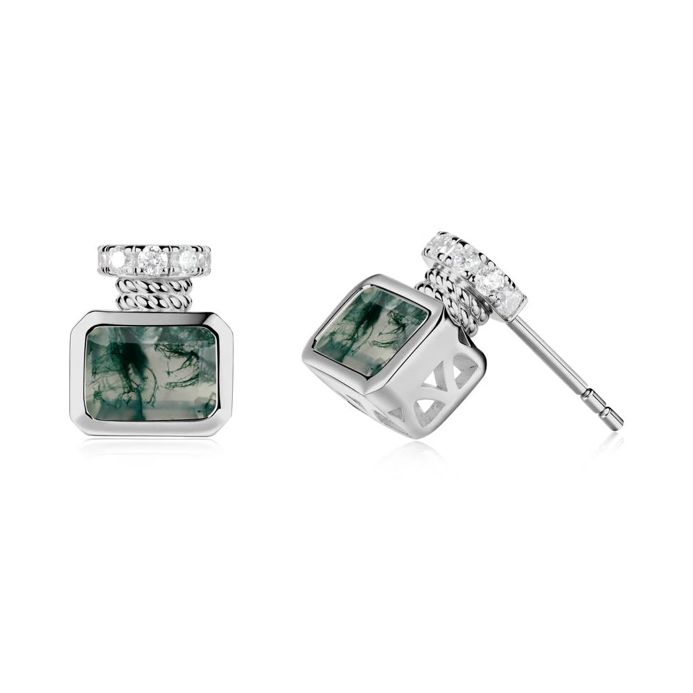 Moss Agate Perfume Bottle Design Earrings - Image 4
