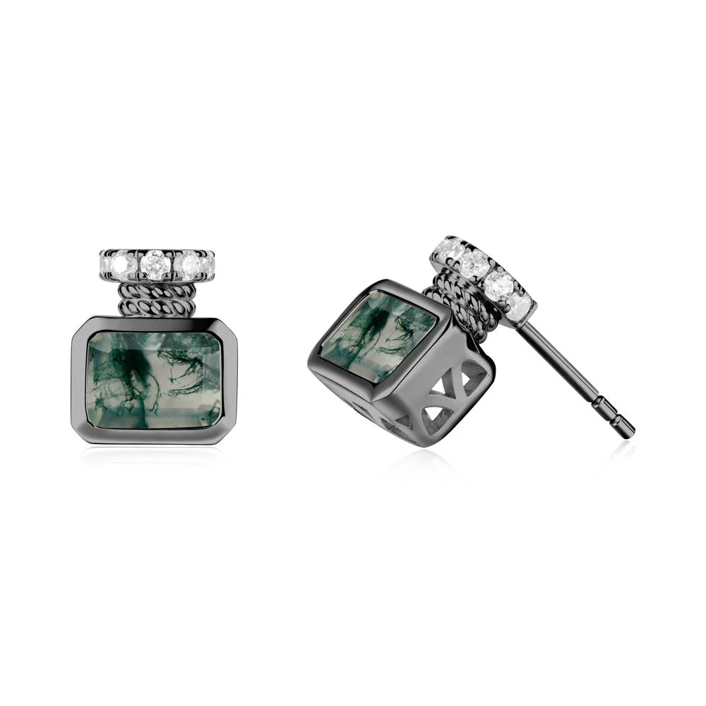 Moss Agate Perfume Bottle Design Earrings - Image 6