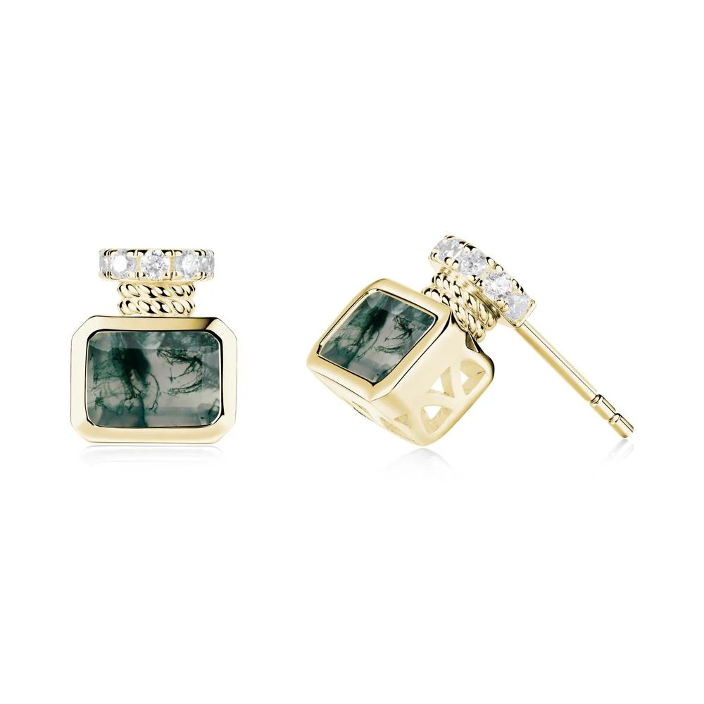 Moss Agate Perfume Bottle Design Earrings - Image 7