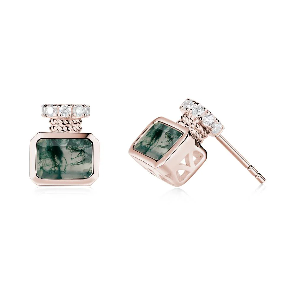 Moss Agate Perfume Bottle Design Earrings - Image 9