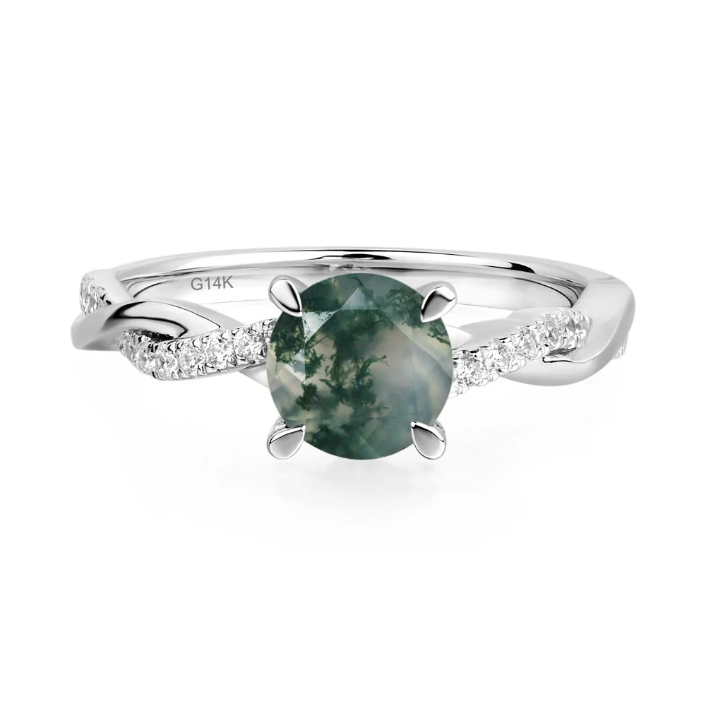 Moss Agate Twisted Engagement Ring - Image 3