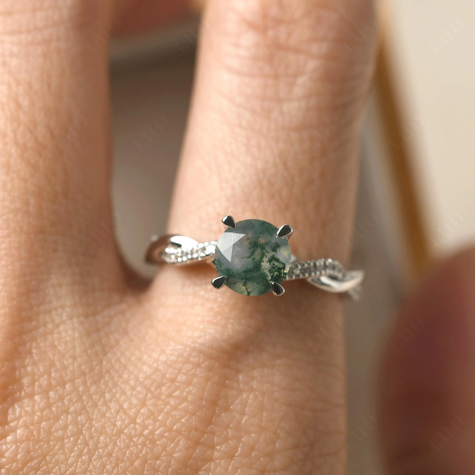 Moss Agate Twisted Engagement Ring - Image 33