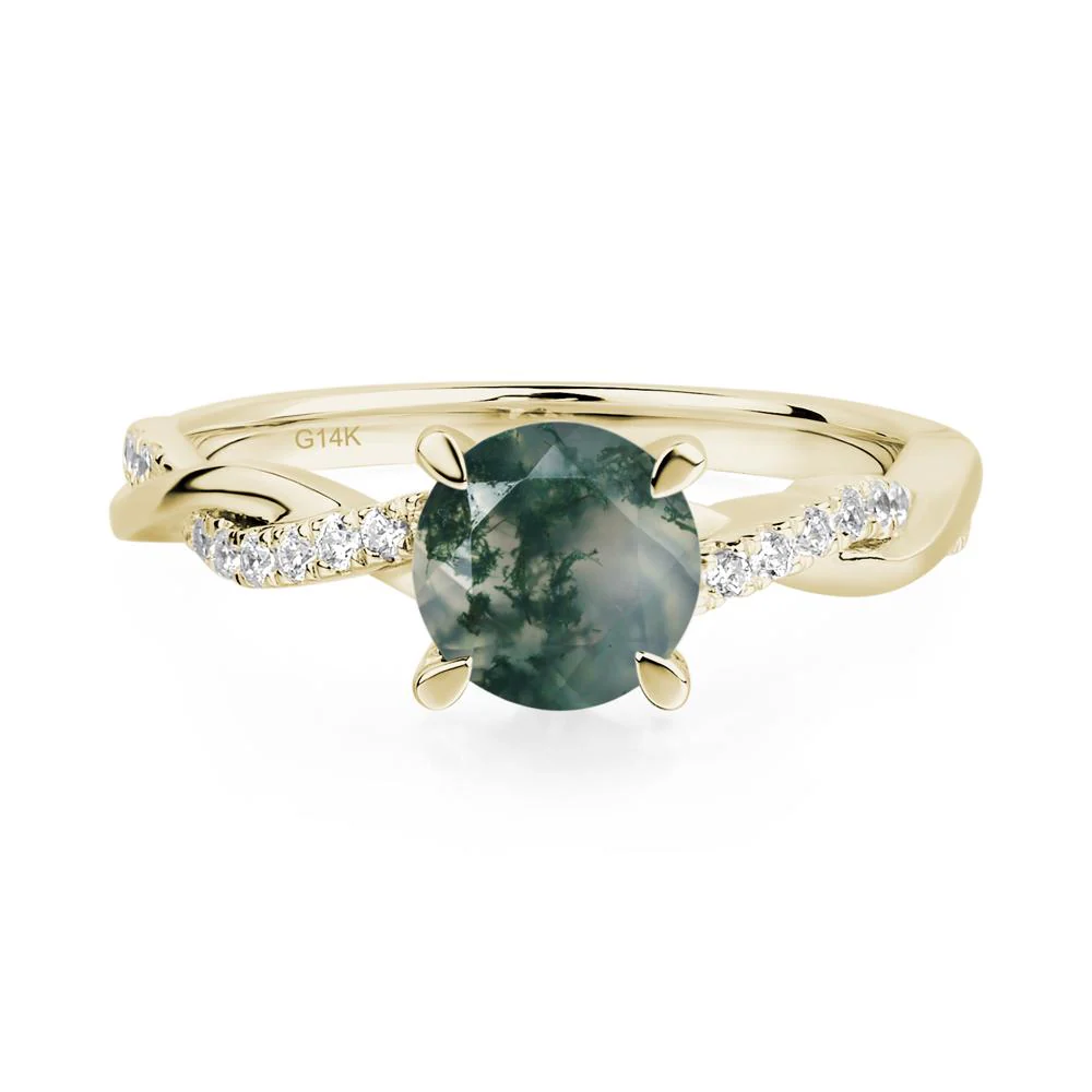 Moss Agate Twisted Engagement Ring - Image 4