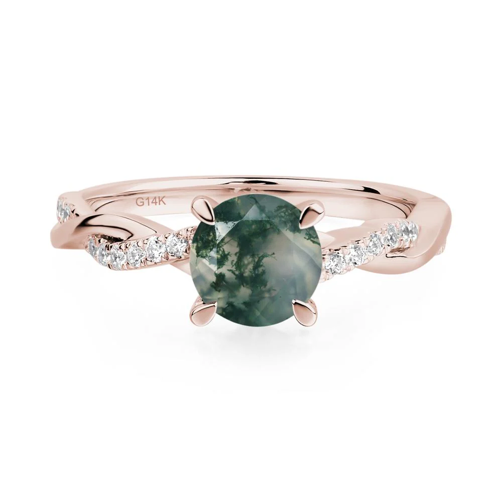 Moss Agate Twisted Engagement Ring - Image 5