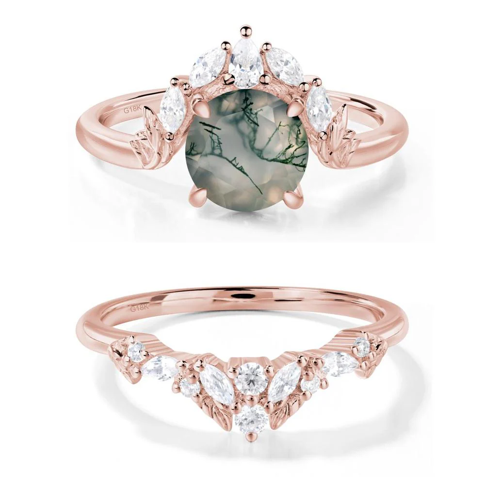 Moss Agate Ring with Marquise Side Stone - Image 17