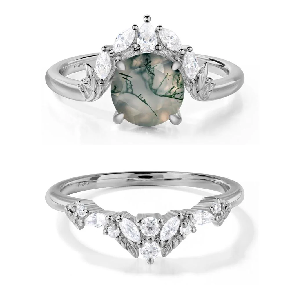 Moss Agate Ring with Marquise Side Stone - Image 25