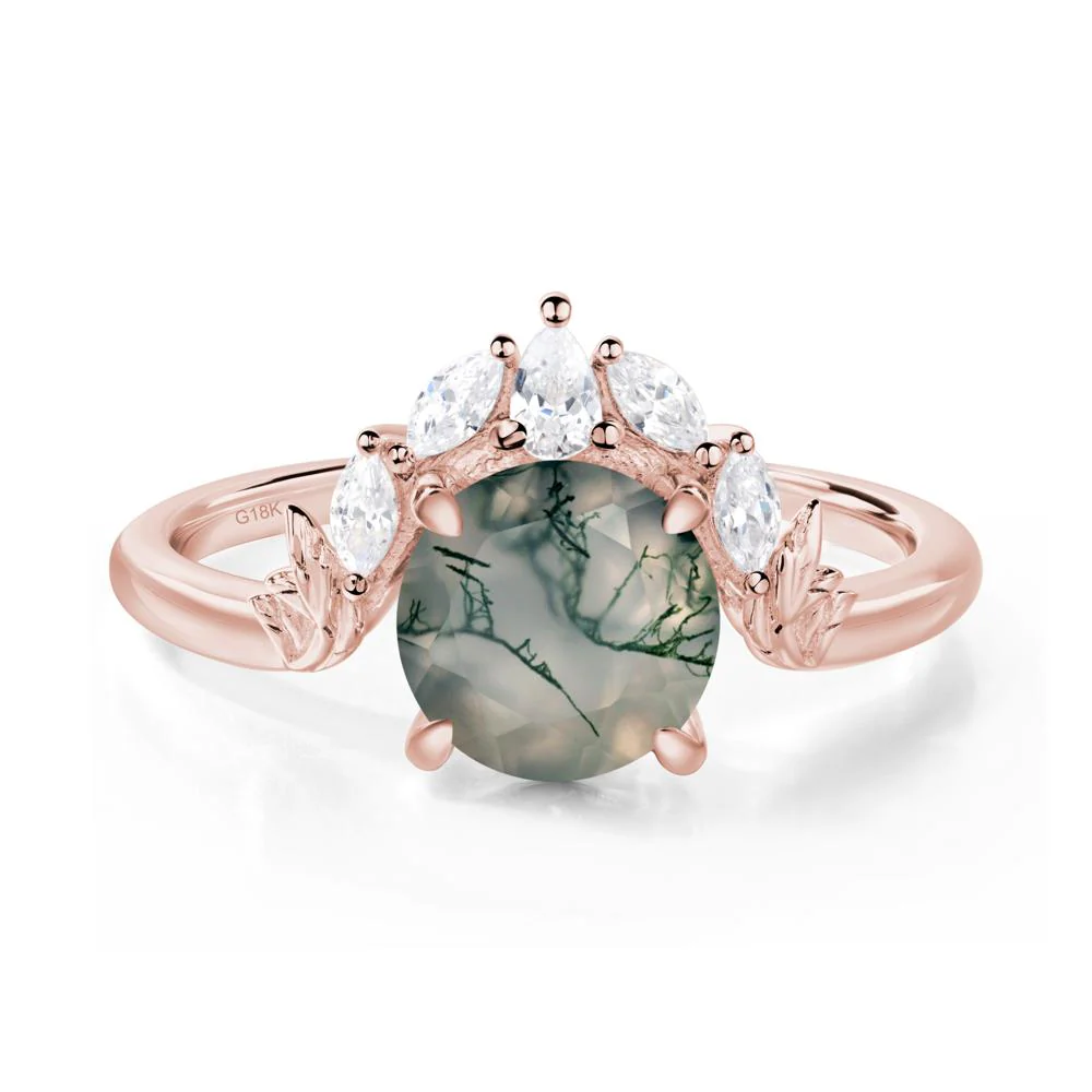 Moss Agate Ring with Marquise Side Stone - Image 8