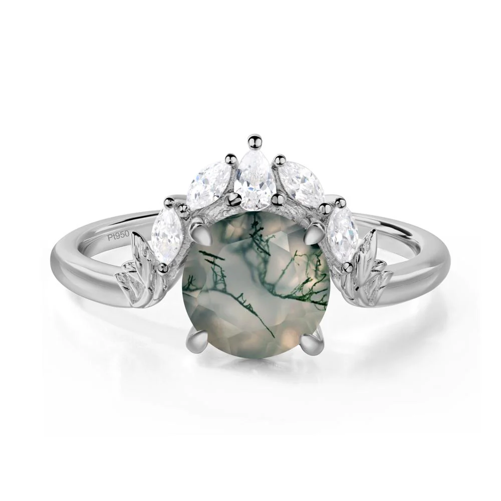 Moss Agate Ring with Marquise Side Stone - Image 9