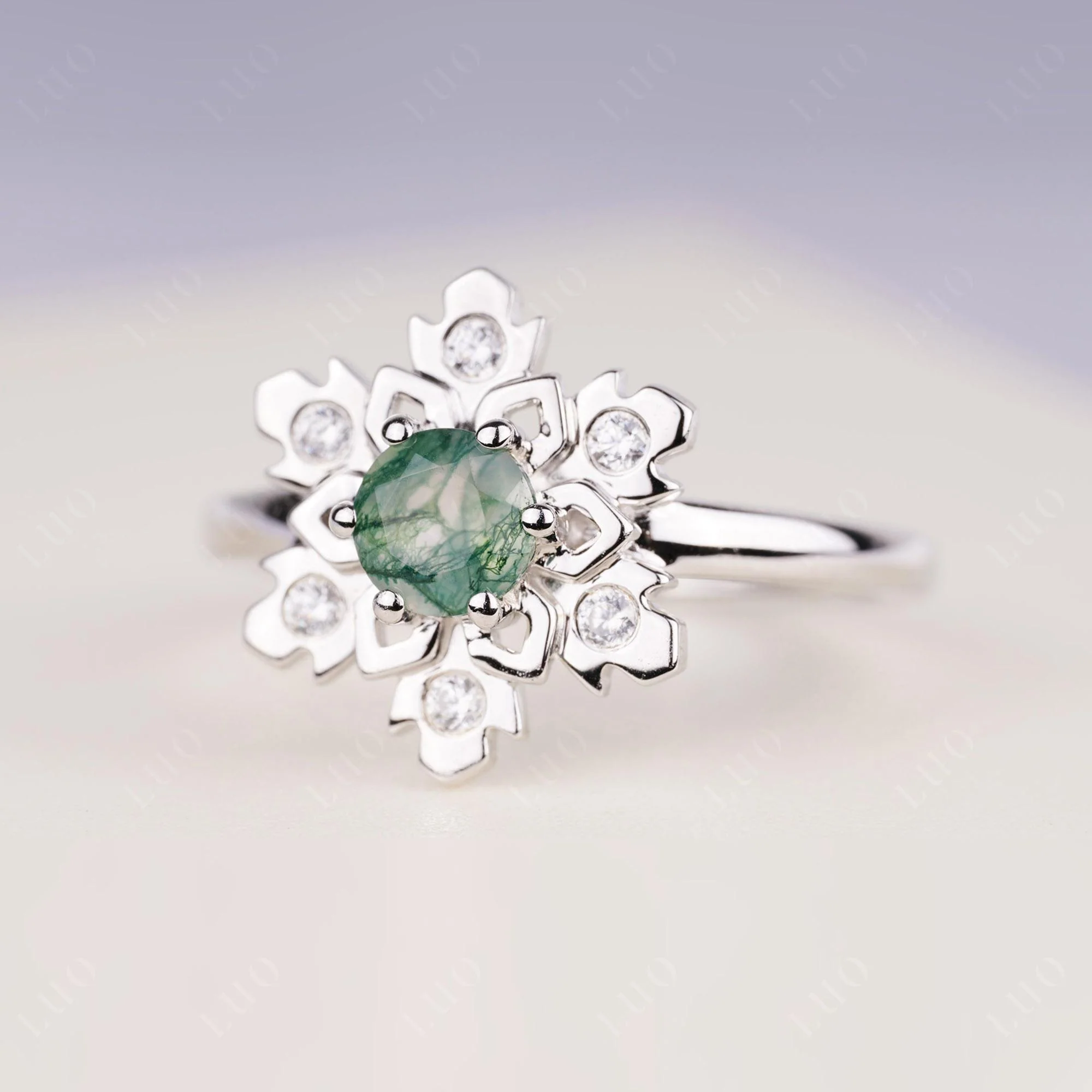 Moss Agate Snowflake Ring - Image 10
