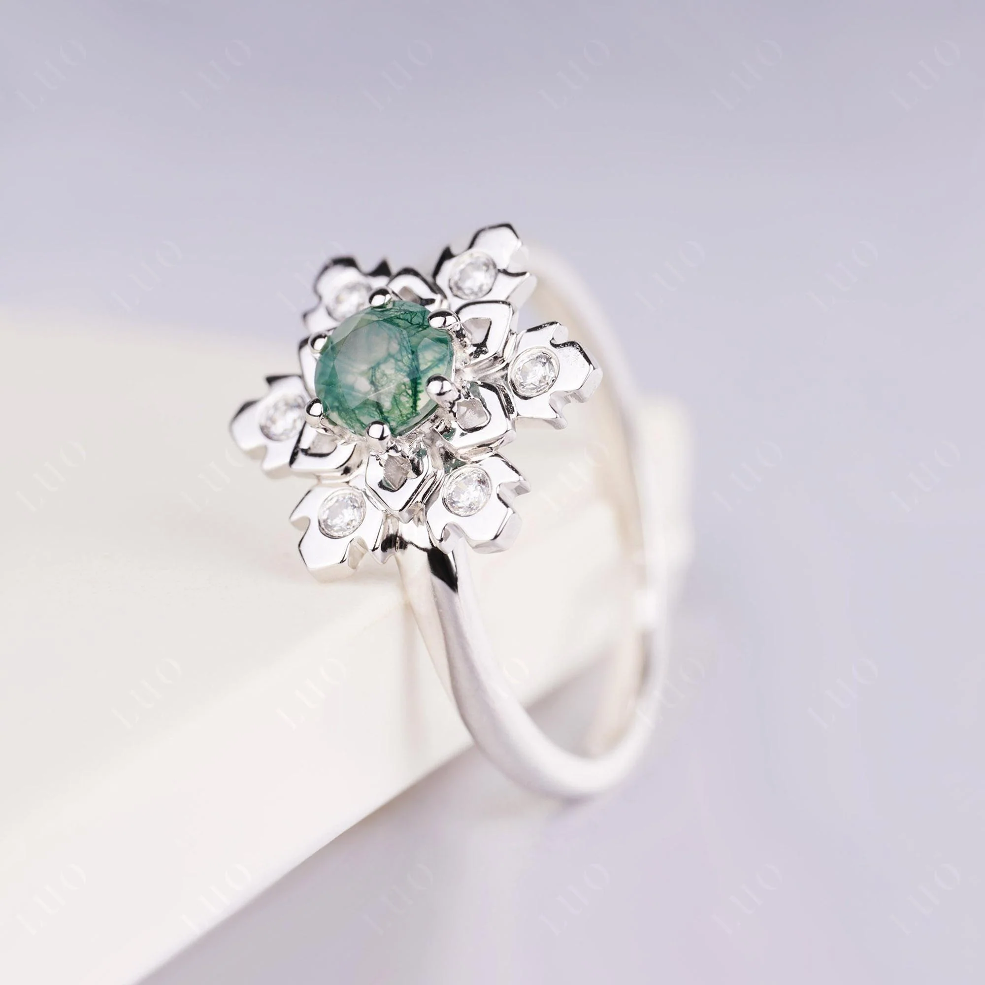 Moss Agate Snowflake Ring - Image 11