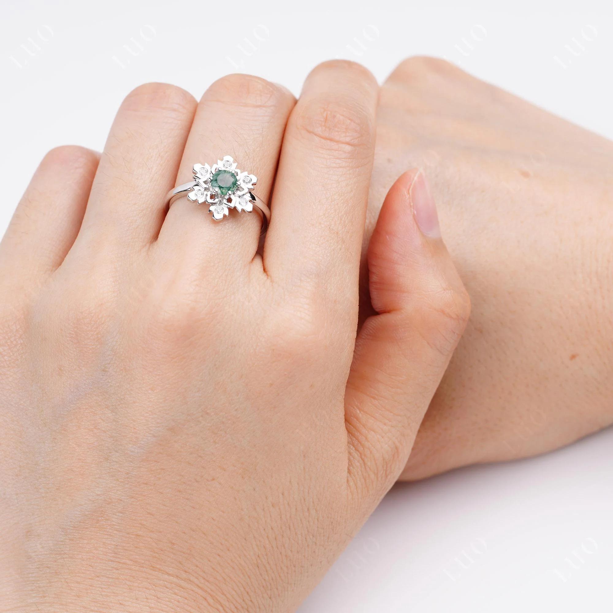 Moss Agate Snowflake Ring - Image 14
