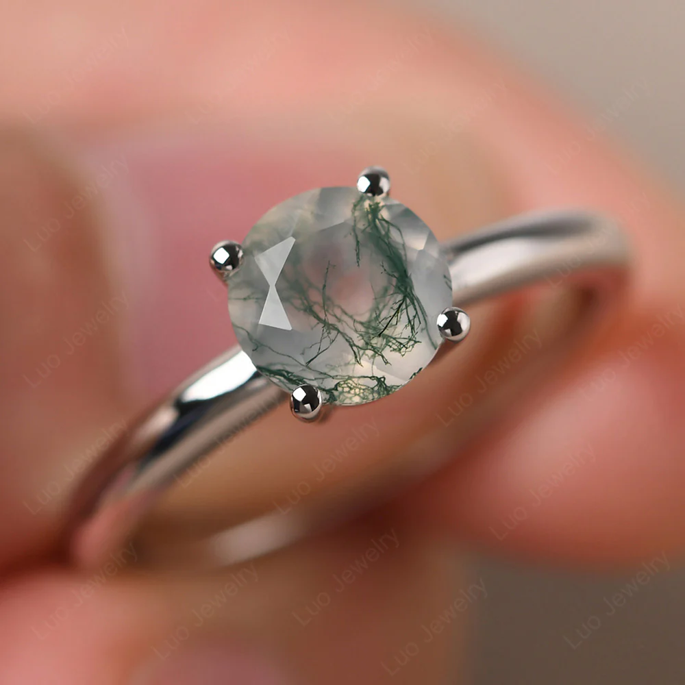 Moss Agate Solitaire Ring - Image 2