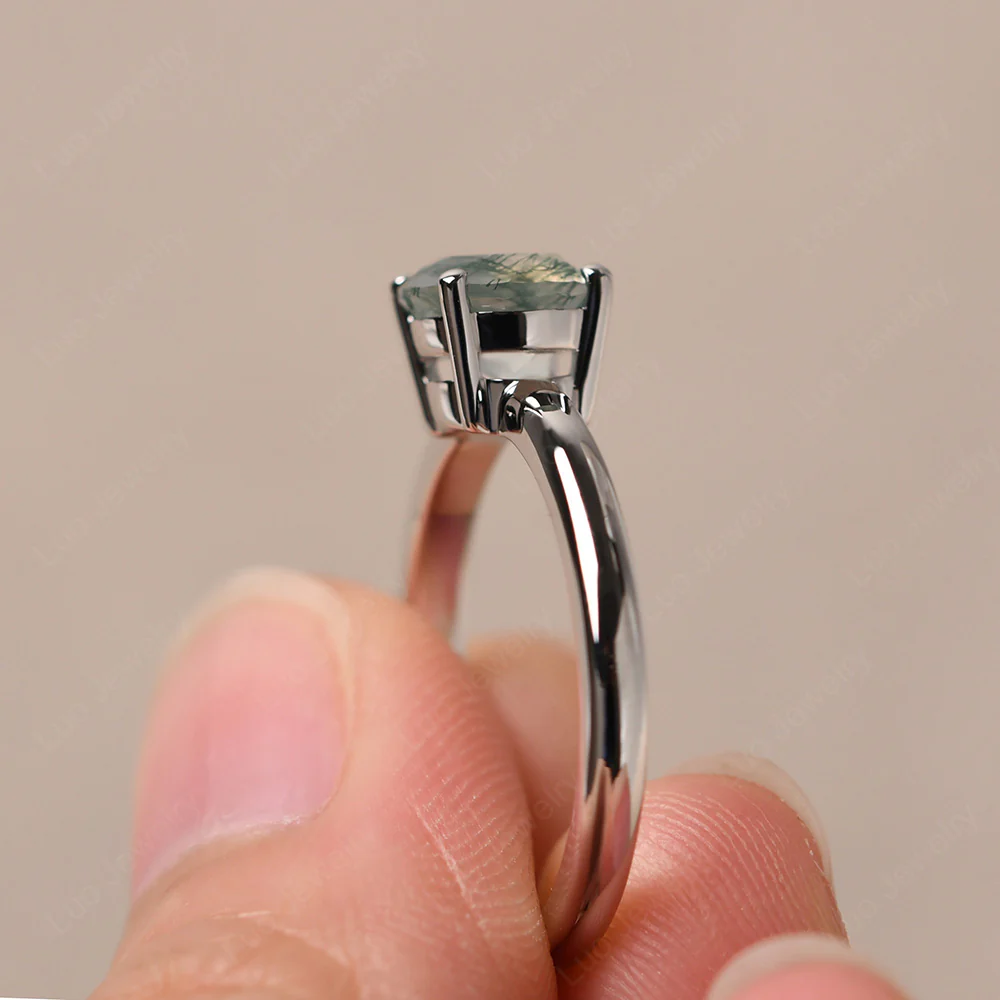 Moss Agate Solitaire Ring - Image 4