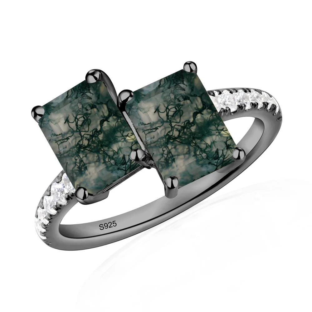 Moss Agate Toi Et Moi Ring - Image 2