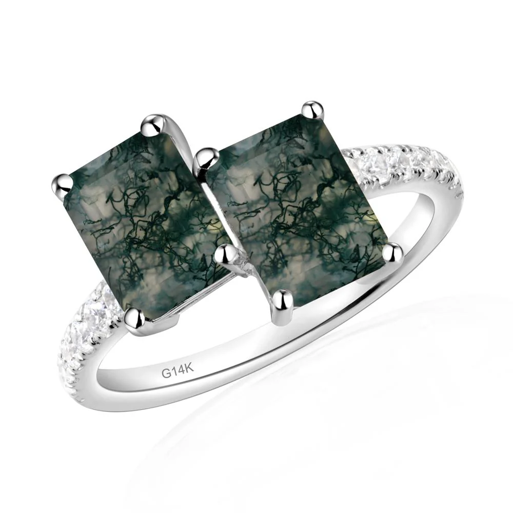 Moss Agate Toi Et Moi Ring - Image 3