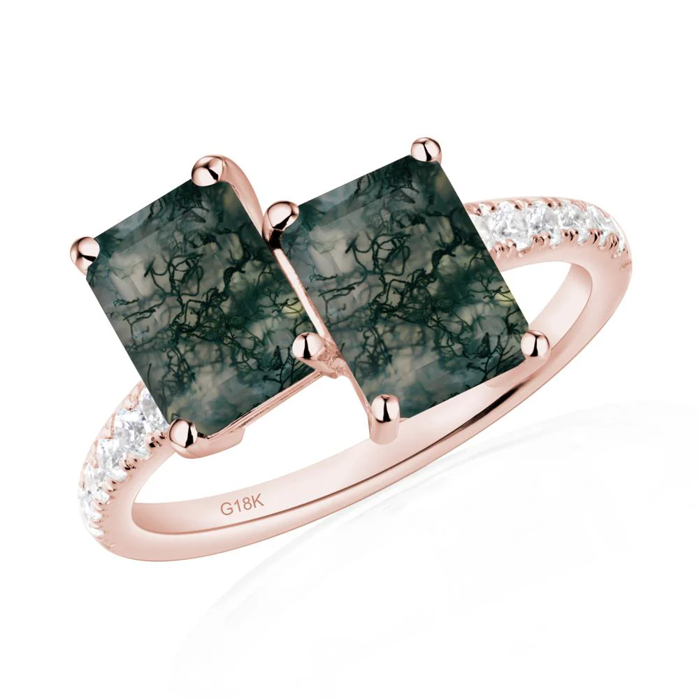 Moss Agate Toi Et Moi Ring - Image 9
