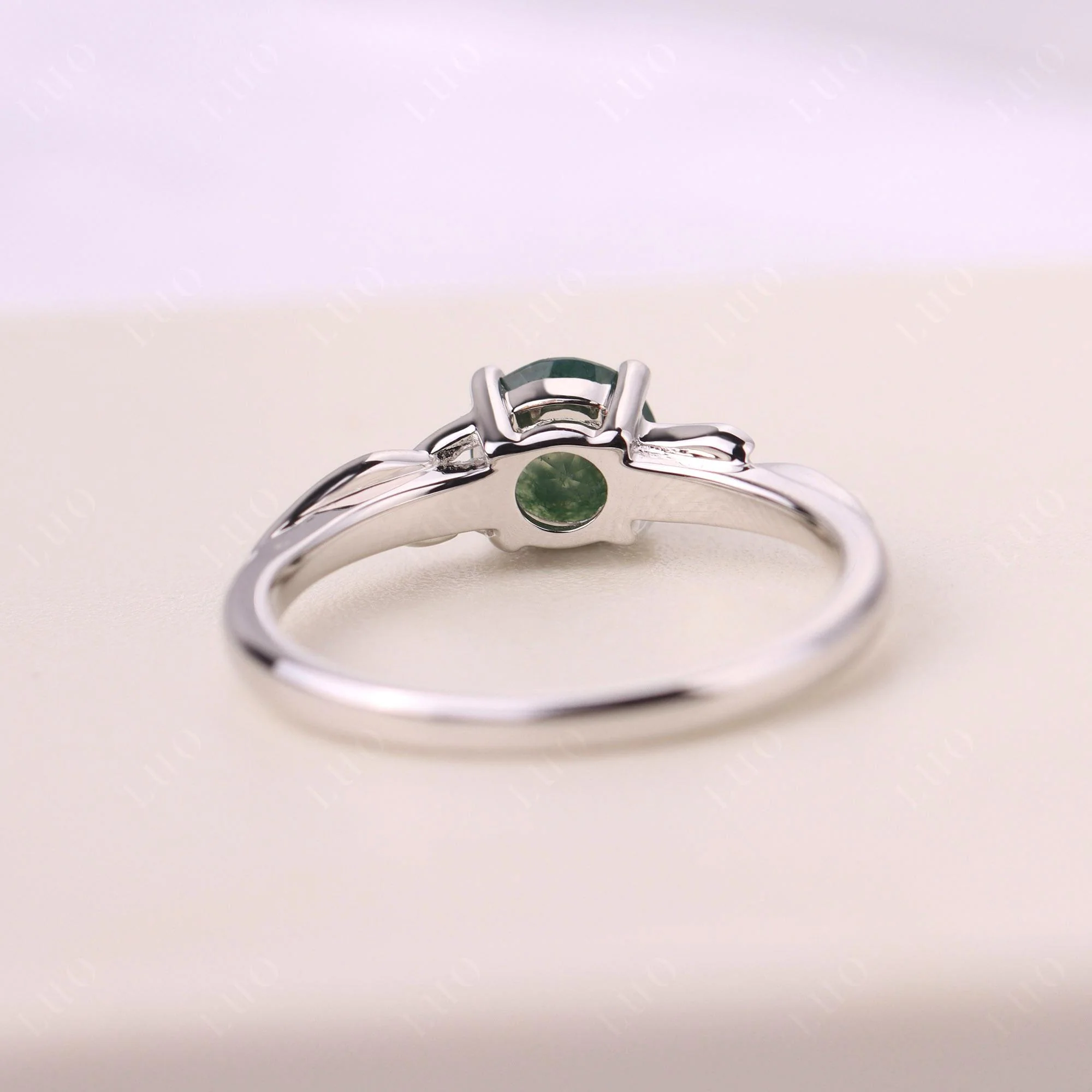 Petite Moss Agate Leaf Ring - Image 12