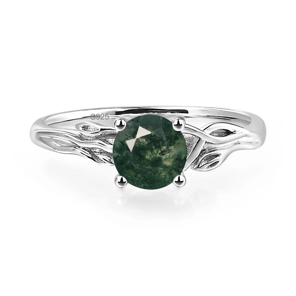 Petite Moss Agate Leaf Ring - Image 2