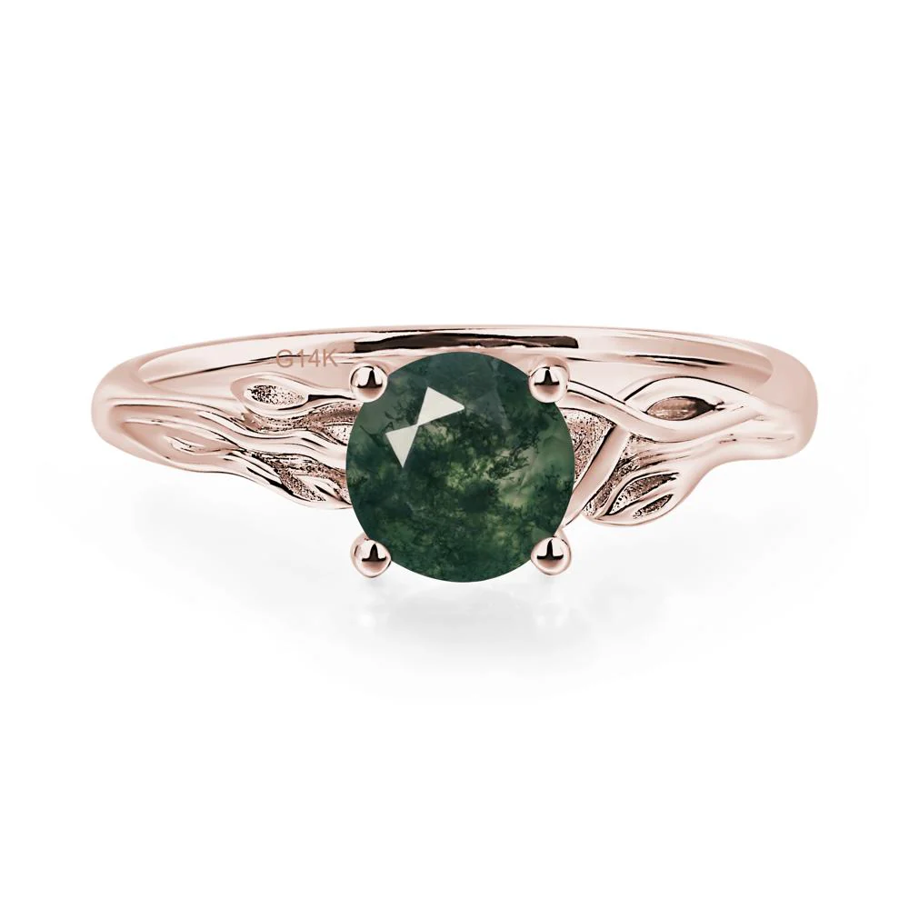 Petite Moss Agate Leaf Ring - Image 5