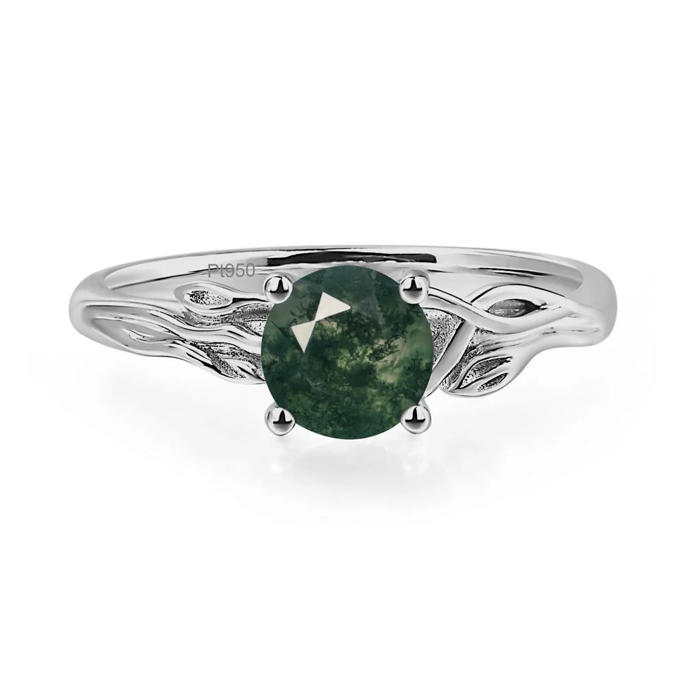Petite Moss Agate Leaf Ring - Image 6