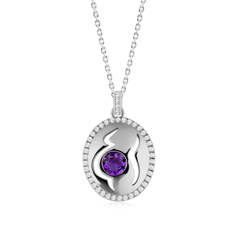 Motherhood Round Amethyst Pendant