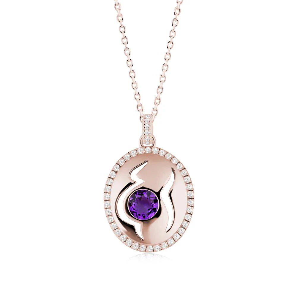 Motherhood Round Amethyst Pendant - Image 8