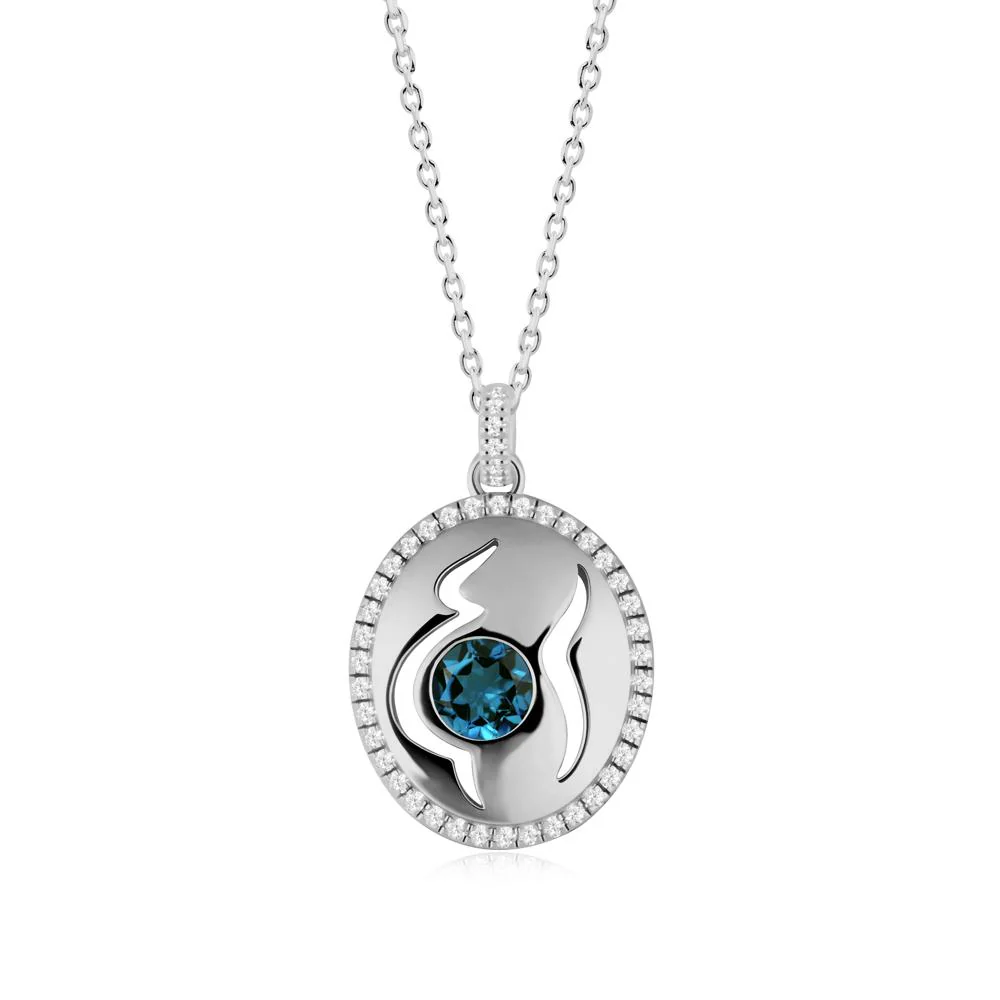 Round London Blue Topaz Mom Necklace - Image 6