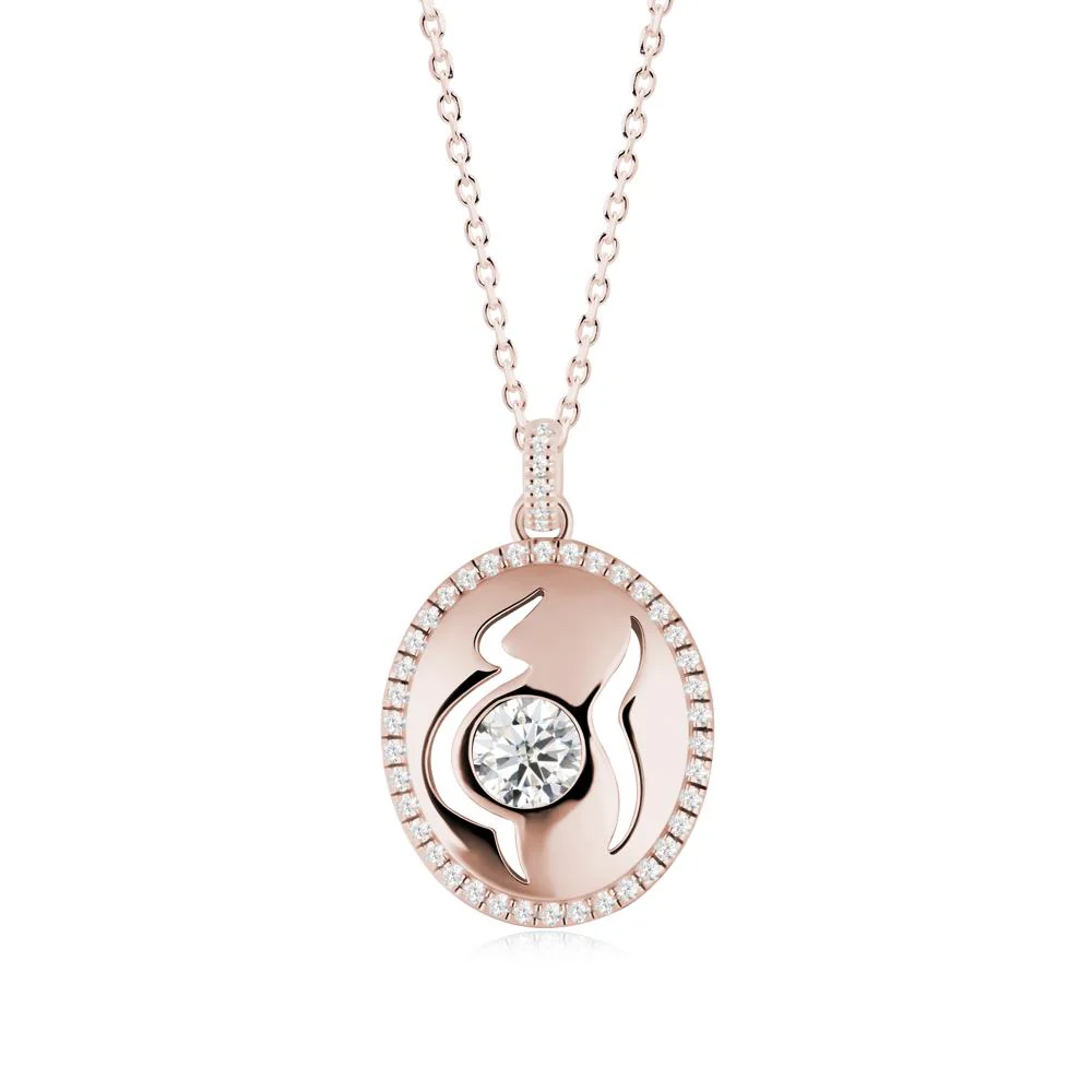 Round Moissanite Mom Necklace - Image 2
