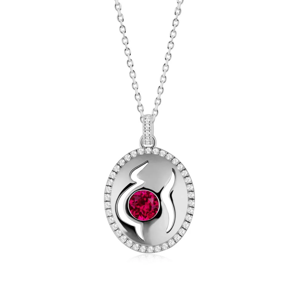 Round Ruby Motherhood Necklace - Image 4