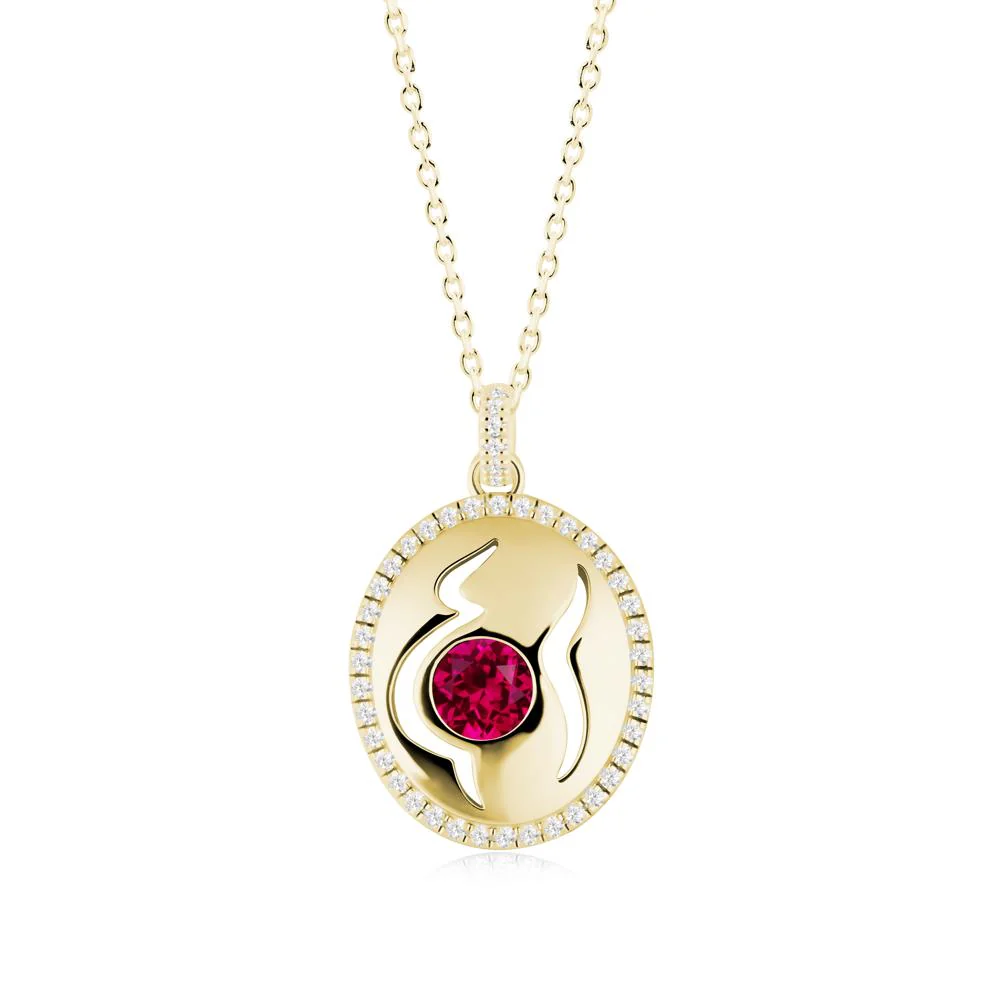 Round Ruby Motherhood Necklace - Image 6