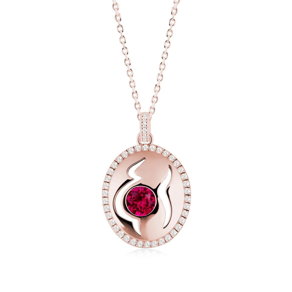 Round Ruby Motherhood Necklace - Image 7