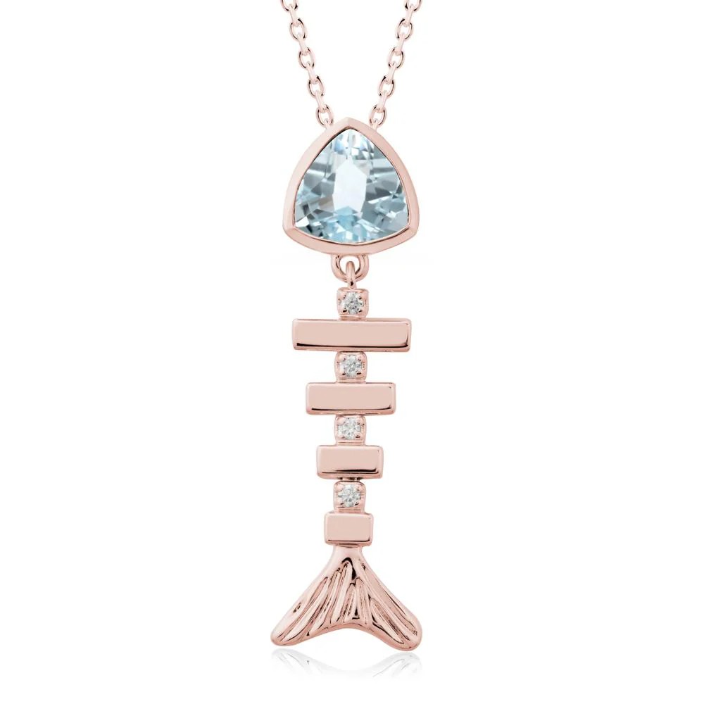 Motion Fishbone Aquamarine Pendant Necklace - Image 5