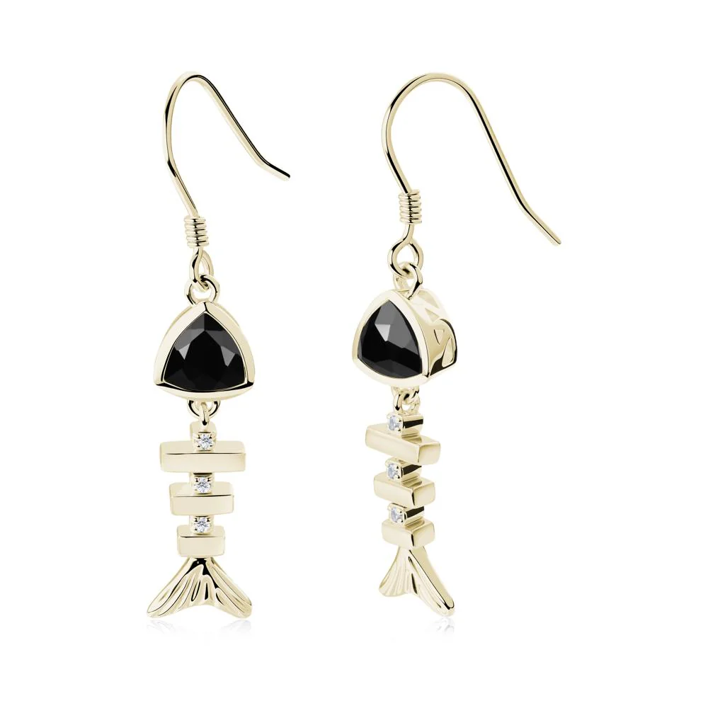 Motion Fishbone Black Spinel French Hook Earrings - Image 4