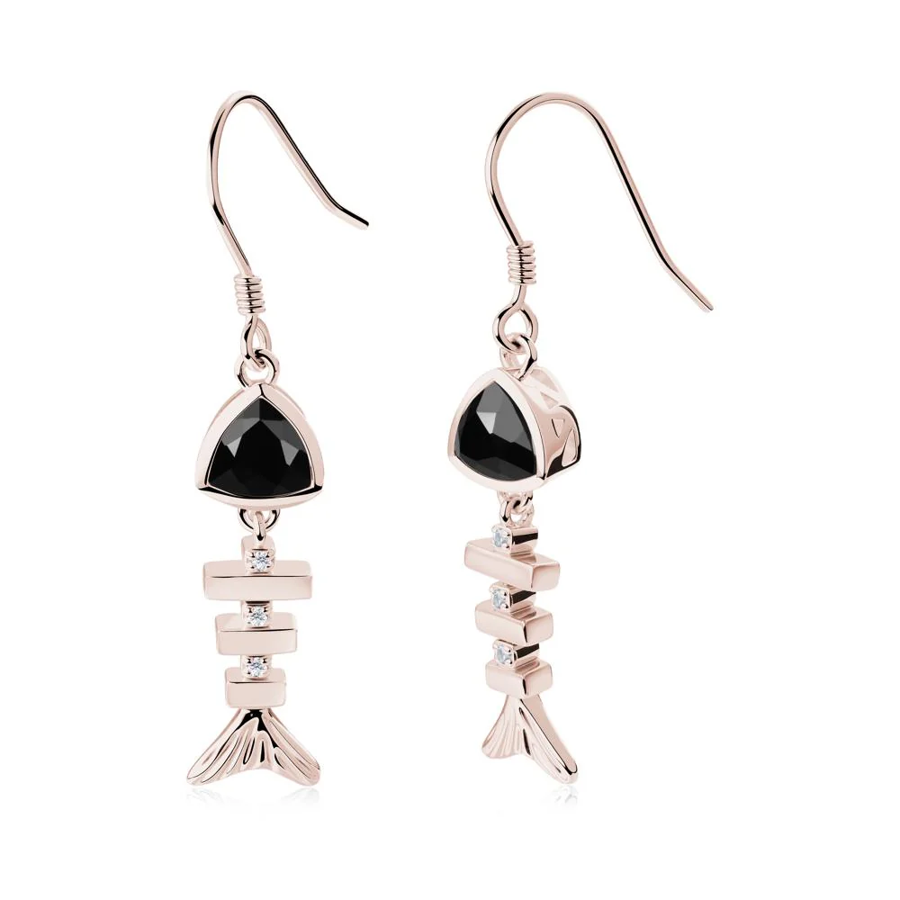 Motion Fishbone Black Spinel French Hook Earrings - Image 7