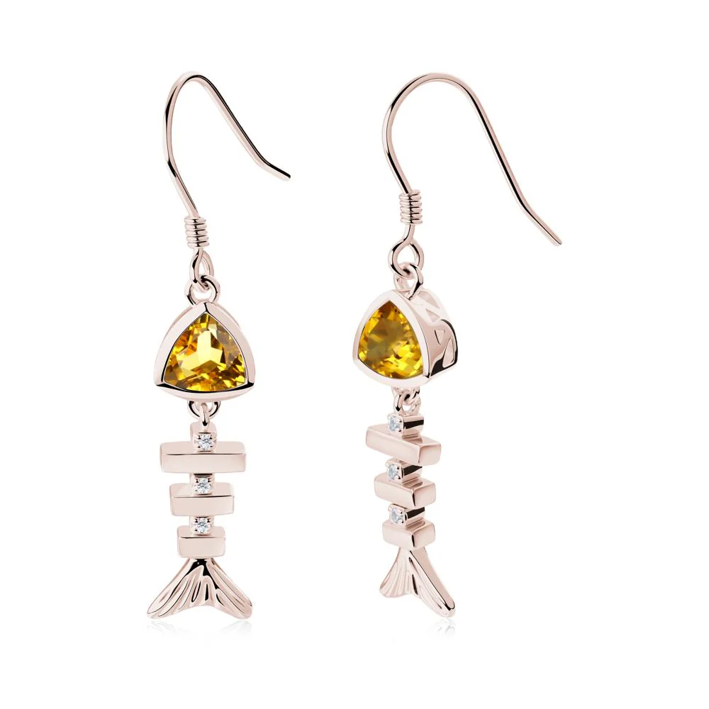 Motion Fishbone Citrine French Hook Earrings - Image 5