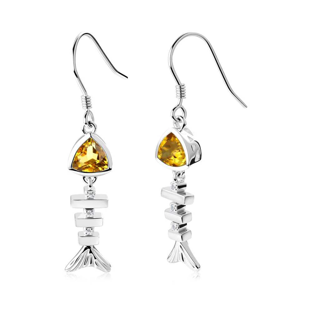 Motion Fishbone Citrine French Hook Earrings - Image 7