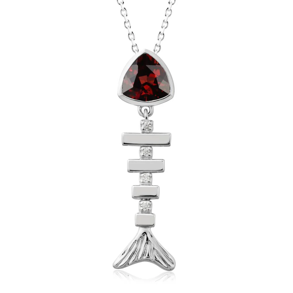 Motion Fishbone Garnet Pendant Necklace - Image 3
