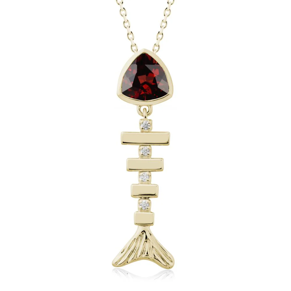 Motion Fishbone Garnet Pendant Necklace - Image 4