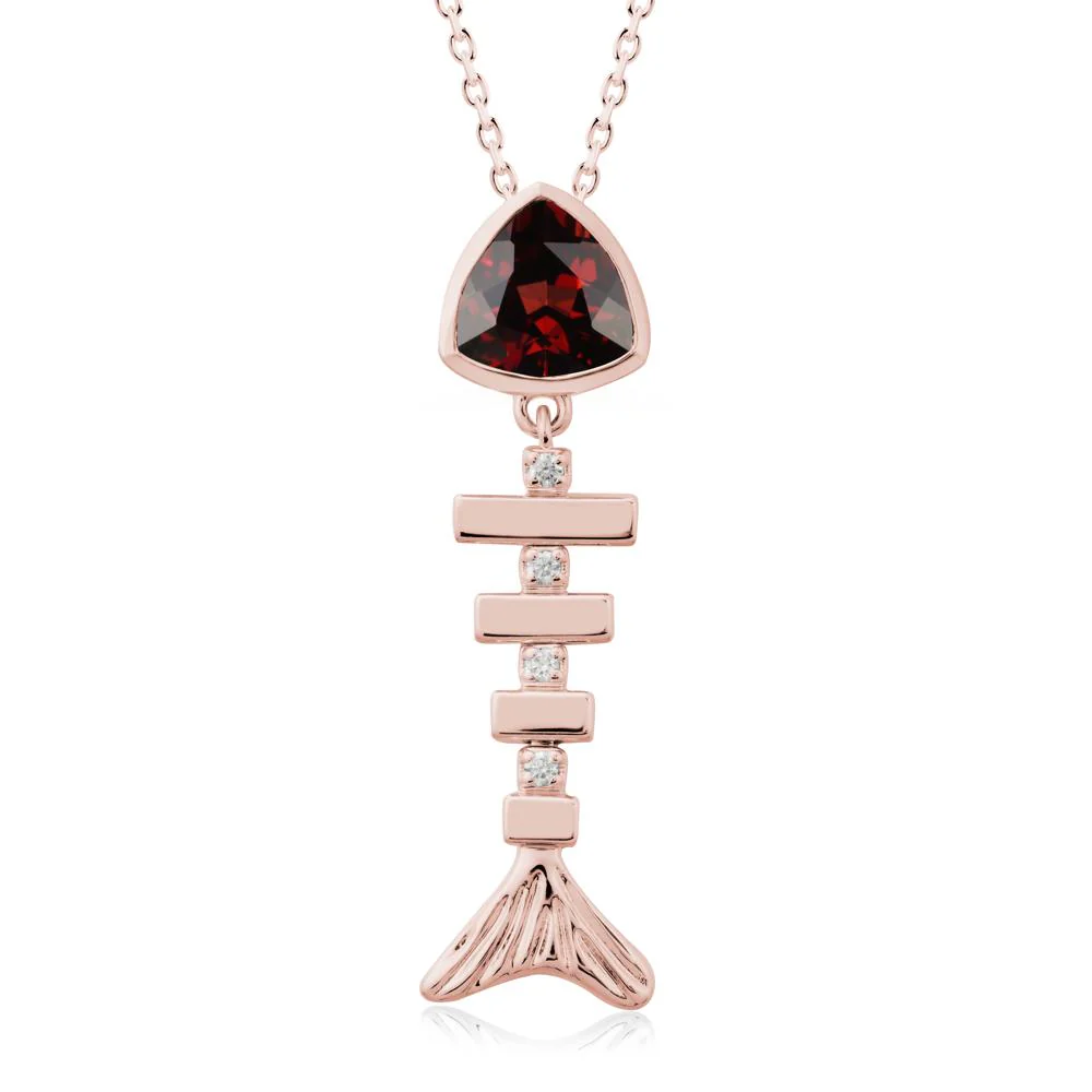Motion Fishbone Garnet Pendant Necklace - Image 5