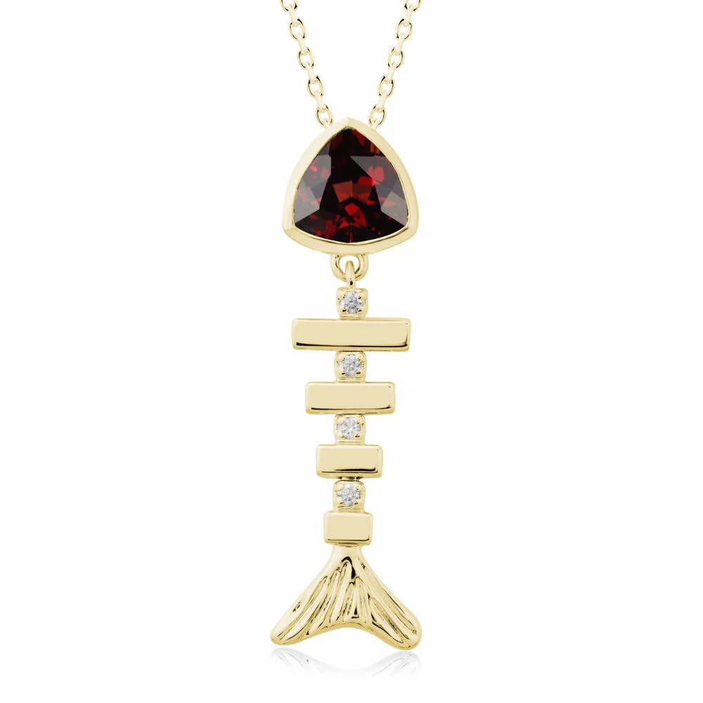 Motion Fishbone Garnet Pendant Necklace - Image 7