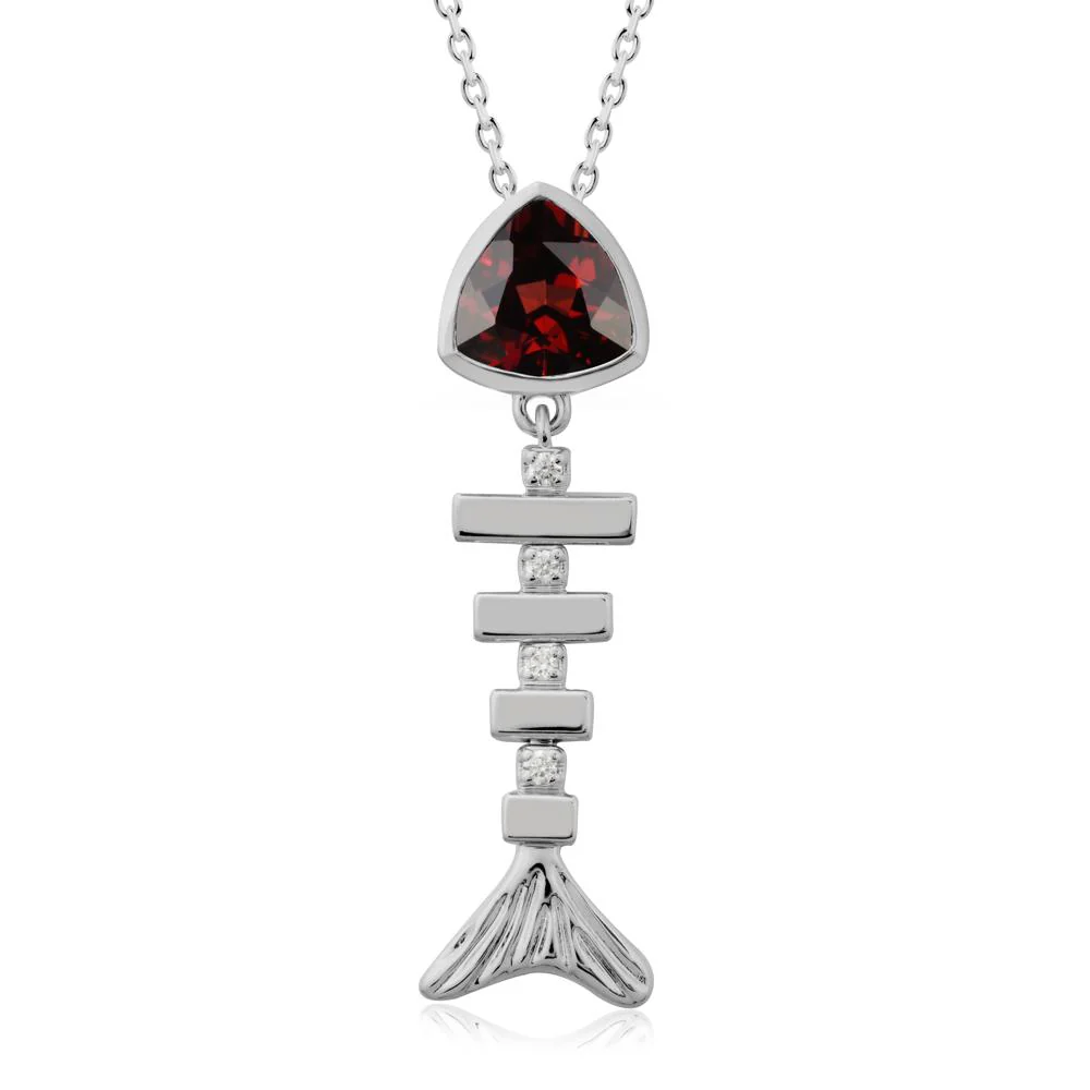 Motion Fishbone Garnet Pendant Necklace - Image 9
