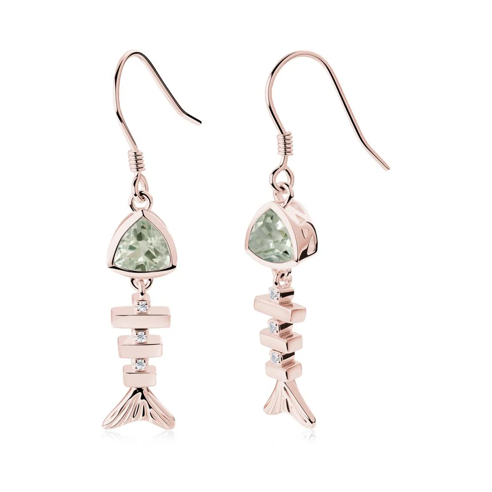 Motion Fishbone Green Amethyst French Hook Earrings - Image 3