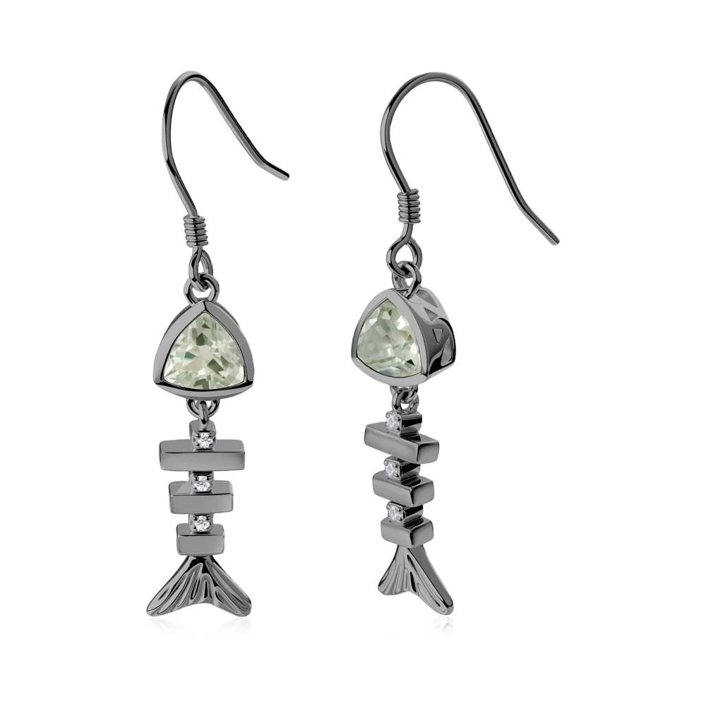 Motion Fishbone Green Amethyst French Hook Earrings - Image 5