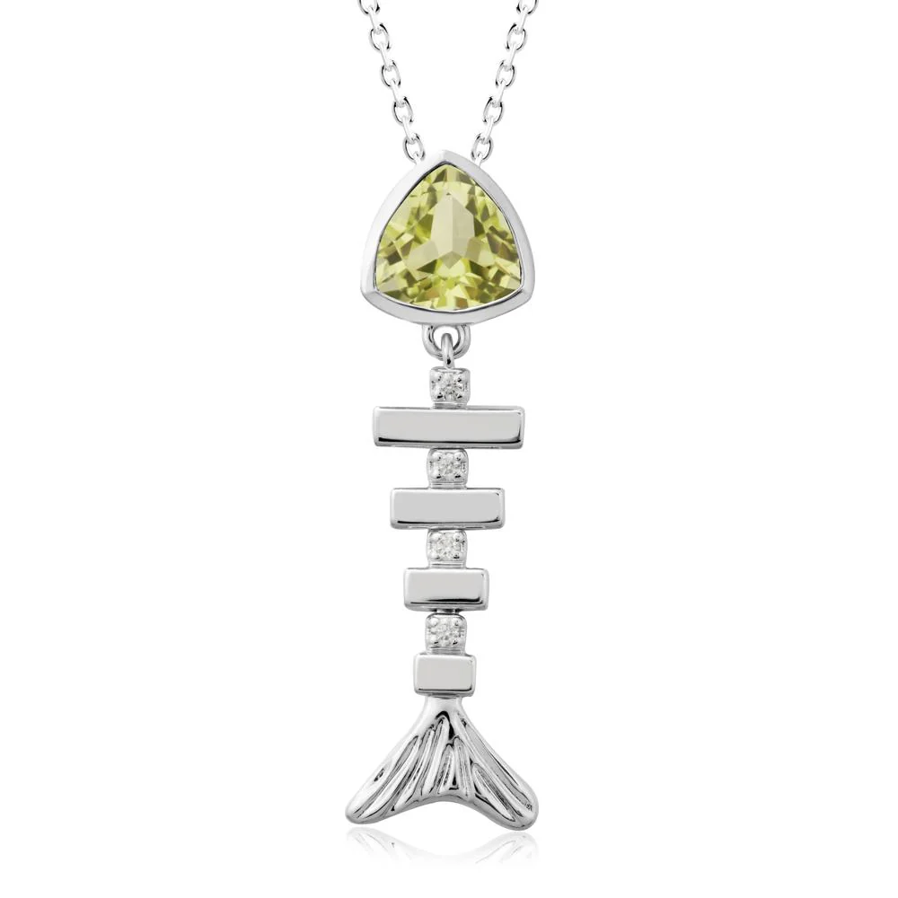 Motion Fishbone Lemon Quartz Pendant Necklace
